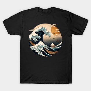 Sunset during the great wave off katsushika hokusai T-Shirt